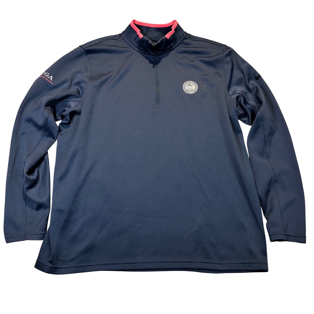 Nike PGA Quarter Zip Pullover Mens XL Navy Pink Golf Dri-FIT Wisconsin Section